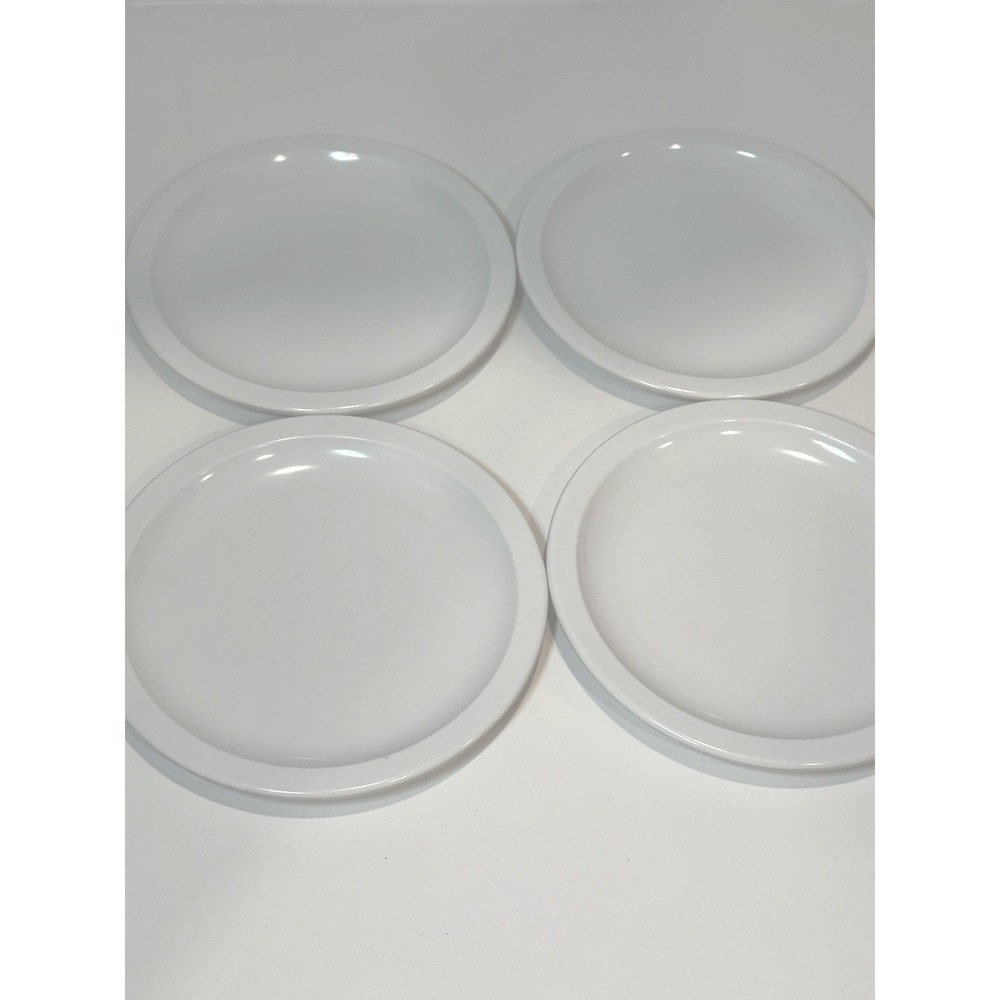 TEXAS WARE 7" White Melamine Salad Dessert Plates Set 4 Picnic Camping VTG 138